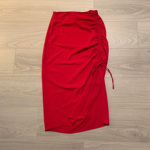 Zara Dresses & Skirts - Zara Red Midi Skirt with Side Ruching